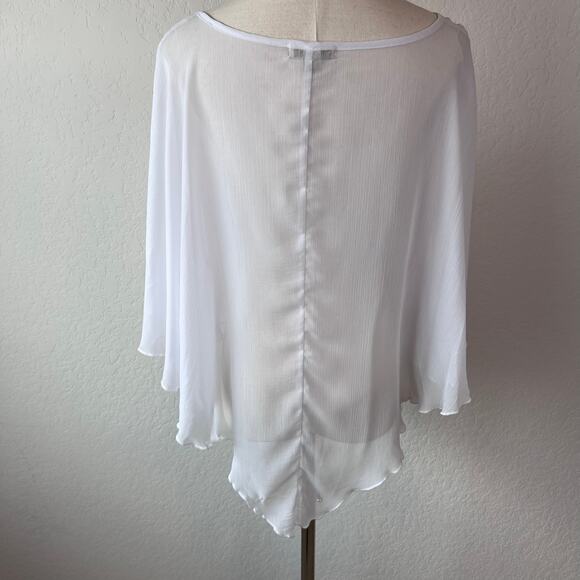 Energe Embroidered Poncho Lightweight Floral Flowy White Fairycore Boho PXL - Picture 7 of 9